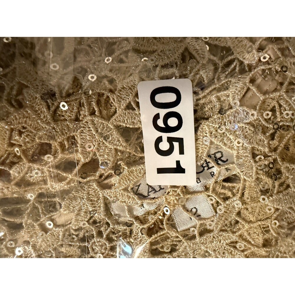 Kay Unger Gold Lace Sequin Sheer Overlay Dress 3/4 Sleeve Cocktail Formal - Picture 9 of 9